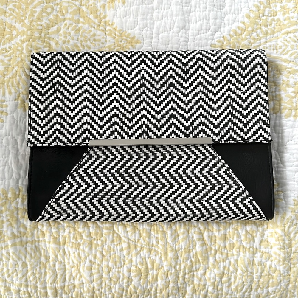 Large Express Woven Black and White Clutch - NEVER USED!